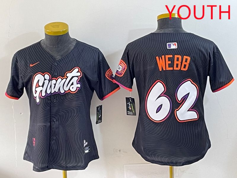 Youth San Francisco Giants #62 Webb Black Joint Name Nike 2025 MLB Jersey style 1